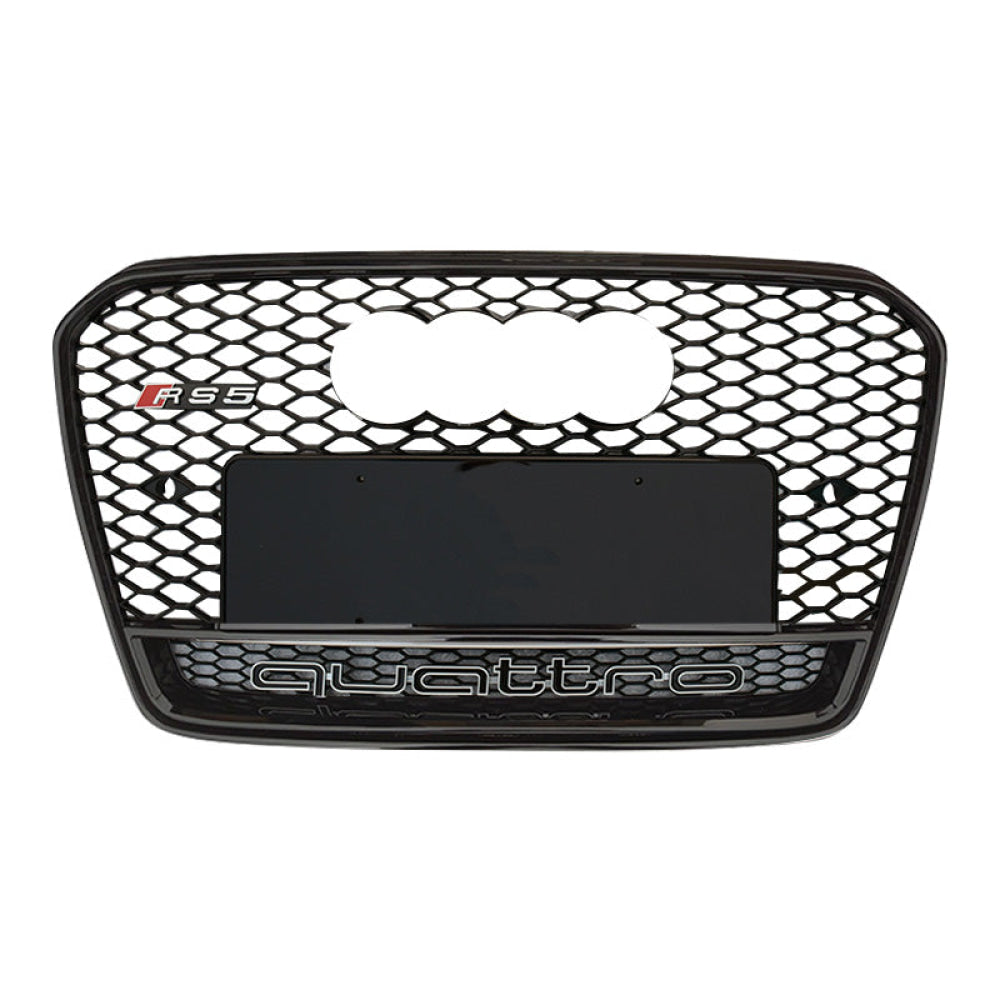 2013-2017 Audi Rs5 Honeycomb Grille With Quattro In Lower Mesh | B8.5 A5/s5 Black Frame Net Emblem /