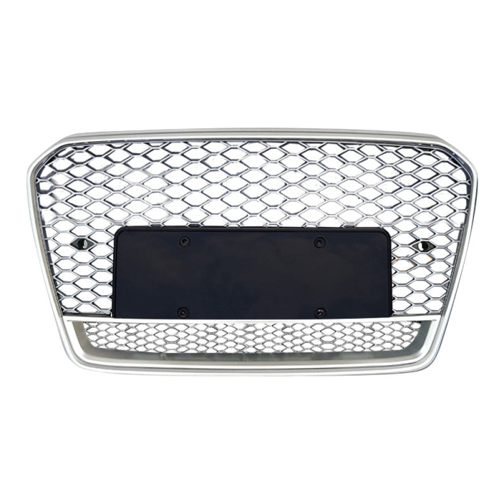 2013-2017 Audi Rs5 Style Honeycomb Grille With Lower Mesh | B8.5 A5/S5 Silver Frame Front Grilles