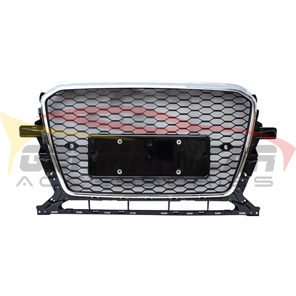 2013-2017 Audi Rsq5 Style Honeycomb Grille | B8.5 Q5/Sq5 Chrome Silver Frame Black Mesh / Yes Front