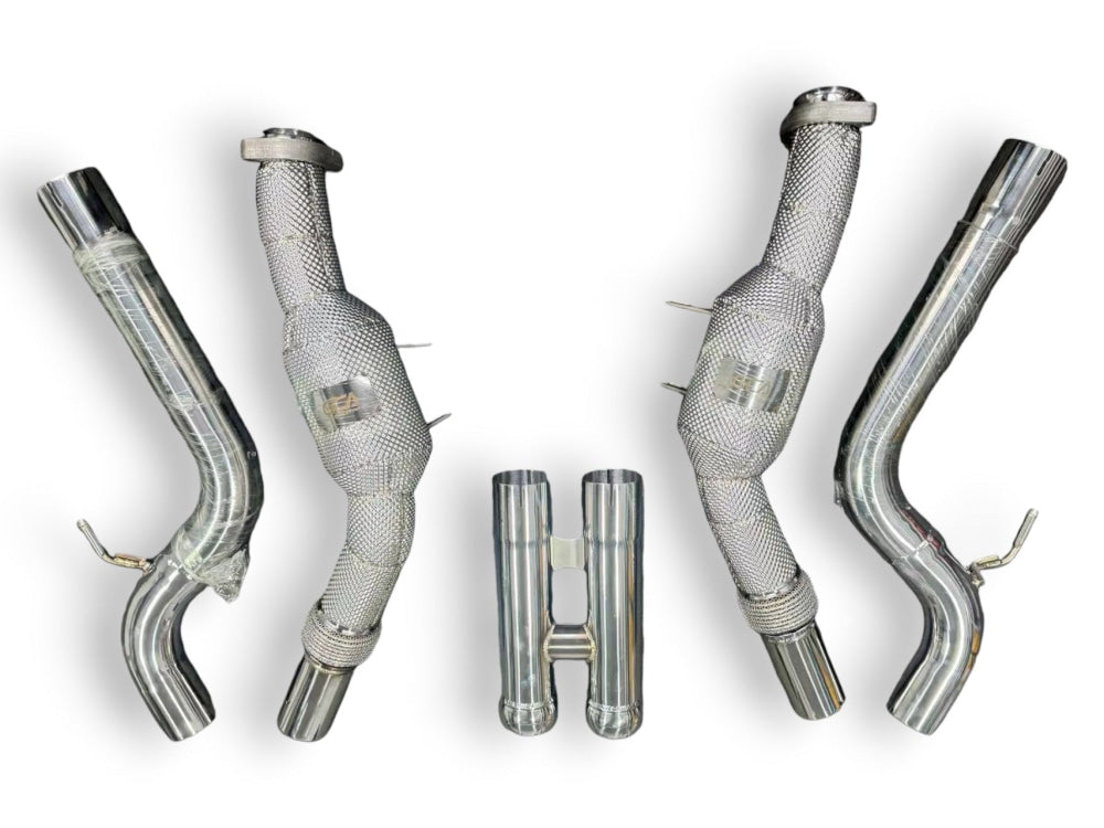 2013-2017 Mercedes S63 Amg Downpipes | W222 Yes Heat Shield / 200 Cell Euro 6 Sport High Flow Cat