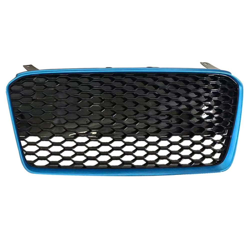 2014-2016 Audi R8 Style Honeycomb Grille | Mk1 Facelift Blue Frame Black Mesh Front Grilles