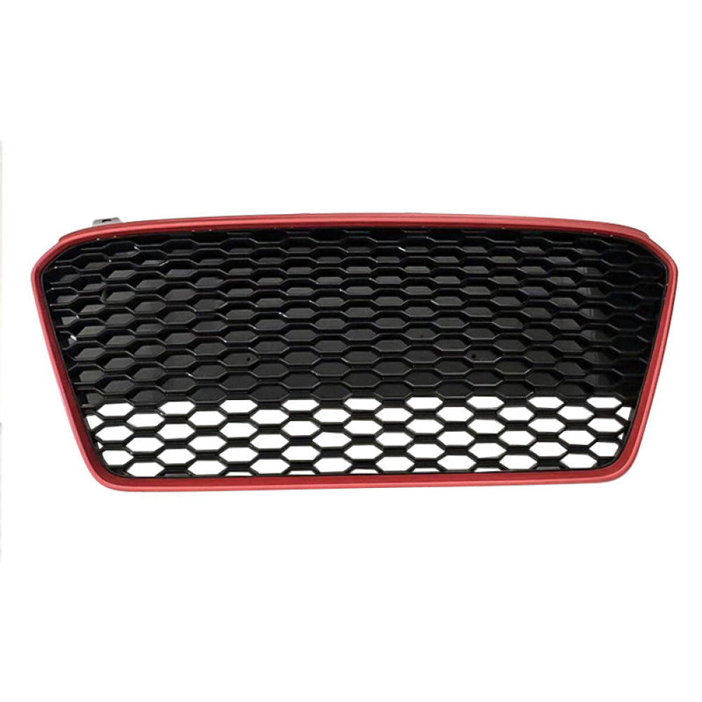 2014-2016 Audi R8 Style Honeycomb Grille | Mk1 Facelift Red Frame Black Mesh Front Grilles