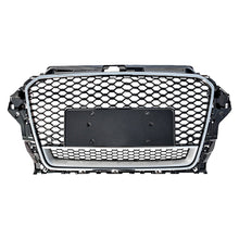 Load image into Gallery viewer, 2014-2016 Audi Rs3 Style Honeycomb Grille With Lower Mesh | 8V A3/S3 Chrome Silver Frame Black
