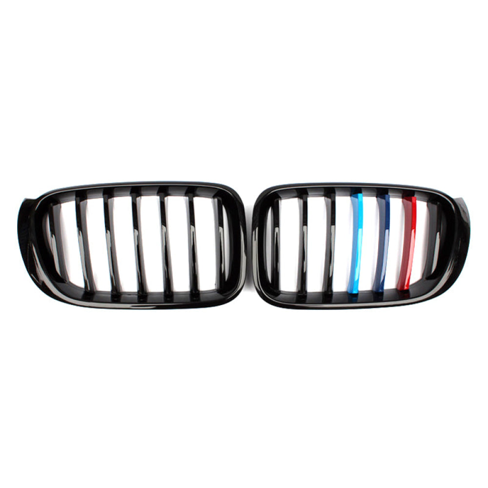 2014-2018 Bmw X3/X4 Single Slat Kidney Grilles | F25/F26 Gloss Black With M Stripe