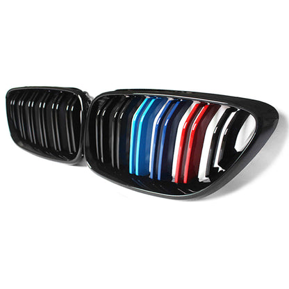 2014-2020 Bmw 2-Series Kidney Grilles | F22/f23 Gloss Black With M Stripe