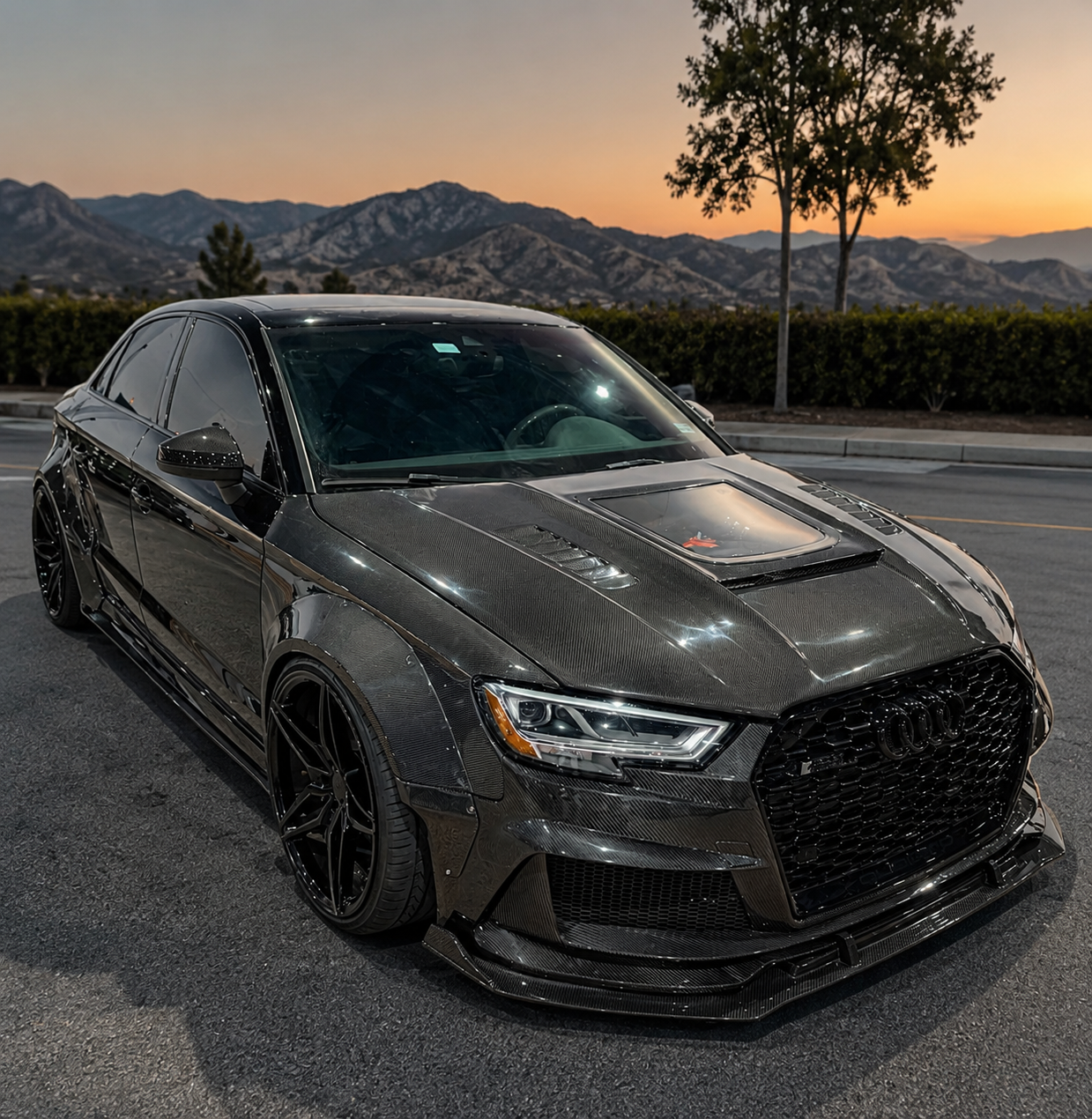 2014-2020 Audi A3/S3/RS3 Glass Engine Cover Carbon Fiber Hood | 8V/8V.5