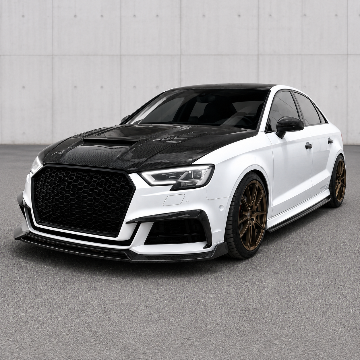 2014-2020 Audi A3/S3/RS3 Glass Engine Cover Carbon Fiber Hood | 8V/8V.5