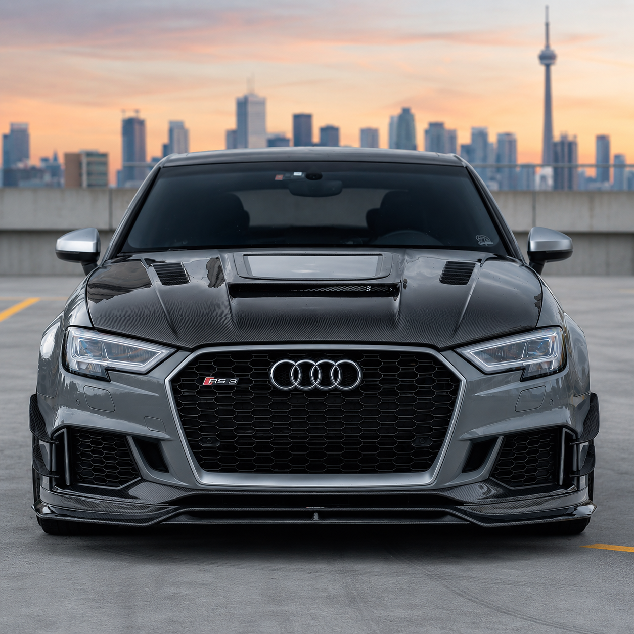 2014-2020 Audi A3/S3/RS3 Glass Engine Cover Carbon Fiber Hood | 8V/8V.5