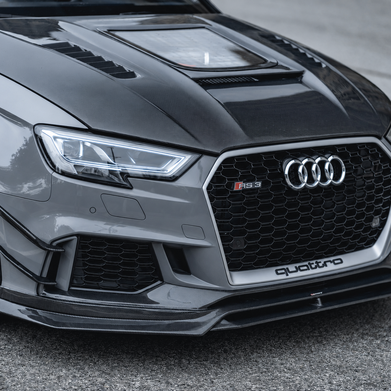 2014-2020 Audi A3/S3/RS3 Glass Engine Cover Carbon Fiber Hood | 8V/8V.5