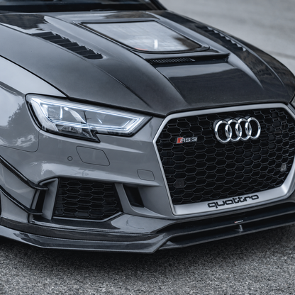 2014-2020 Audi A3/S3/RS3 Glass Engine Cover Carbon Fiber Hood | 8V/8V.5