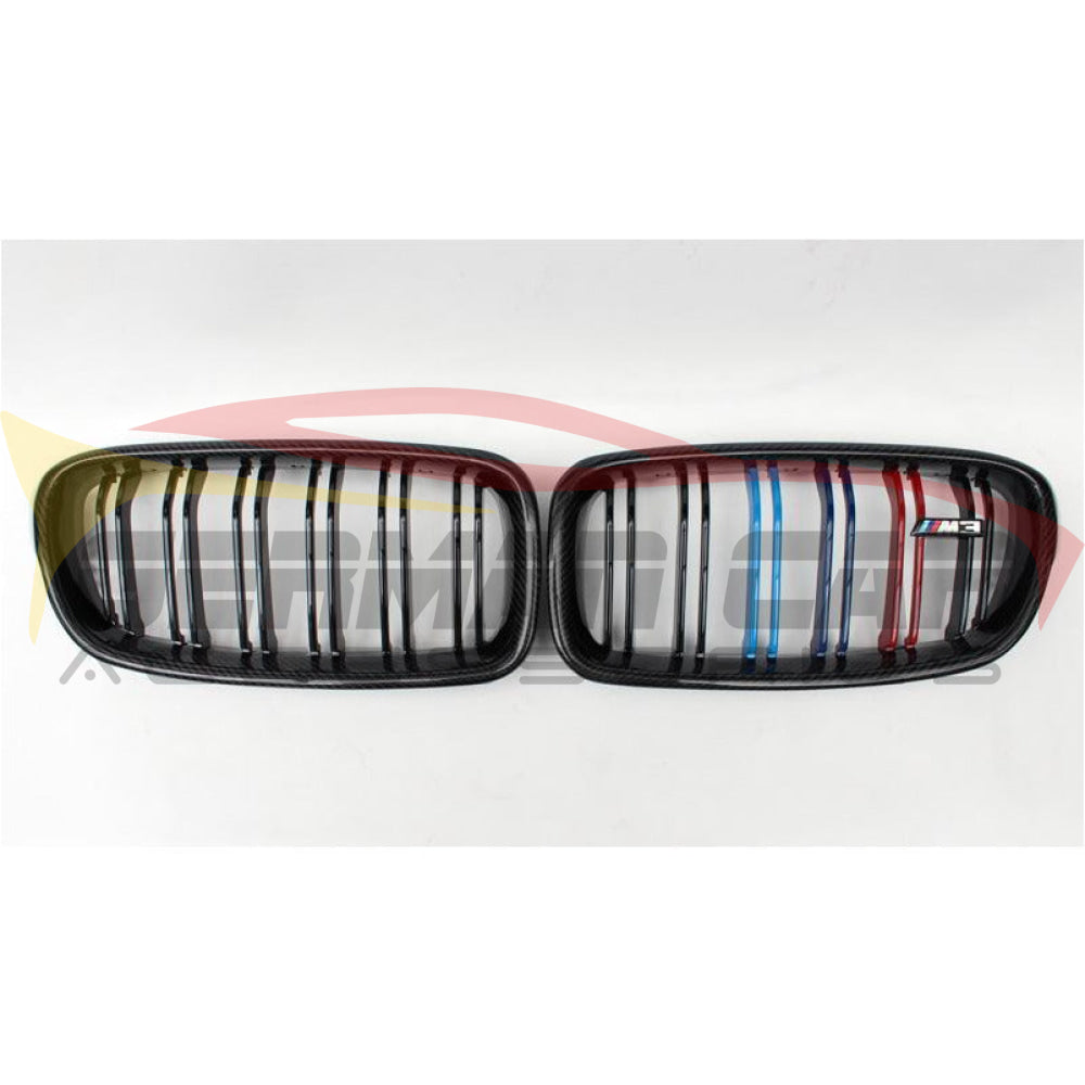 2014-2021 Bmw M3/m4 Kidney Grilles | F80/f82/f83 Carbon Fiber With M Stripe M3