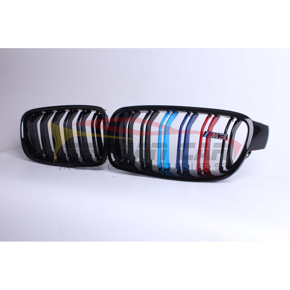 2014-2021 Bmw M3/m4 Kidney Grilles | F80/f82/f83 Gloss Black With M Stripe M3