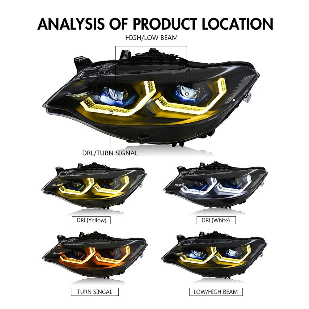 2014-2021 BMW 2-Series Yellow-White DRL Laser LED Headlights | F22/F23/F87