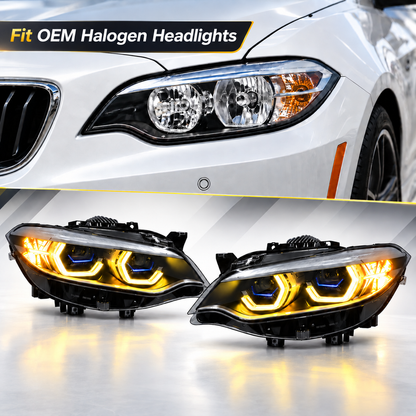 2014-2021 BMW 2-Series/M2 Yellow-White DRL Laser LED Headlights | F22/F23/F87