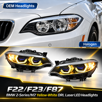 2014-2021 BMW 2-Series Yellow-White DRL Laser LED Headlights | F22/F23/F87