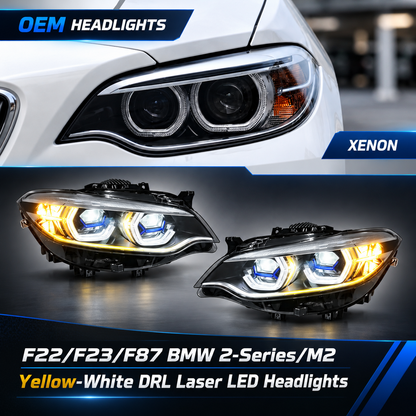 2014-2021 BMW 2-Series/M2 Yellow-White DRL Laser LED Headlights | F22/F23/F87