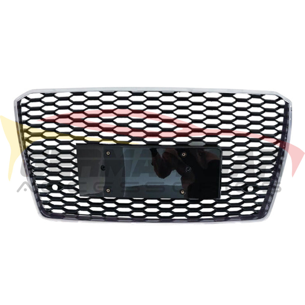 2015-2018 Audi Rs Style Honeycomb Grille | D4 A8/S8 Chrome Silver Frame Black Mesh Front Grilles