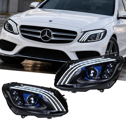 2015-2018 Mercedes-Benz C-Class Triple-Track Style LED Headlights | W205 Pre-Facelift
