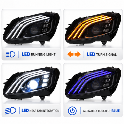 2015-2018 Mercedes-Benz C-Class Triple-Track Style LED Headlights | W205 Pre-Facelift