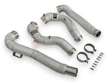 2015-2021 Mercedes AMG GT/GTS/GTR/GTC Downpipes | C190 Coupe Yes Heat Shield / Racing Downpipe (No Cat) Downpipes