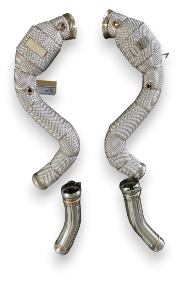 2015-2023 Mercedes C63 Amg Front Race Pipes | W205 Yes Heat Shield / 200 Cell Euro 6 Sport High