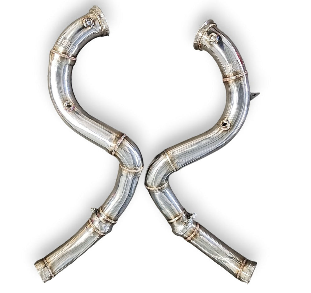 2015-2023 Mercedes C63 Amg Front Race Pipes | W205 No Heat Shield / Racing Downpipe (No Cat)