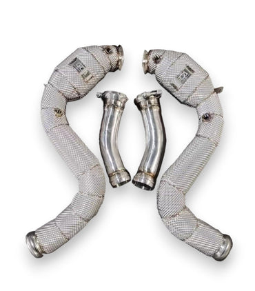 2015-2023 Mercedes C63 Amg Front Race Pipes | W205 Yes Heat Shield / 200 Cell Euro 6 Sport High