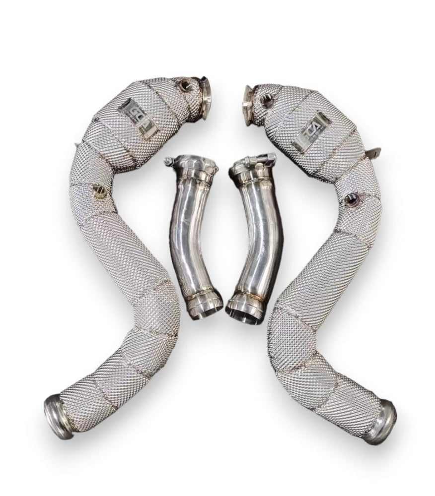 2015-2023 Mercedes C63 Amg Front Race Pipes | W205 Yes Heat Shield / 200 Cell Euro 6 Sport High