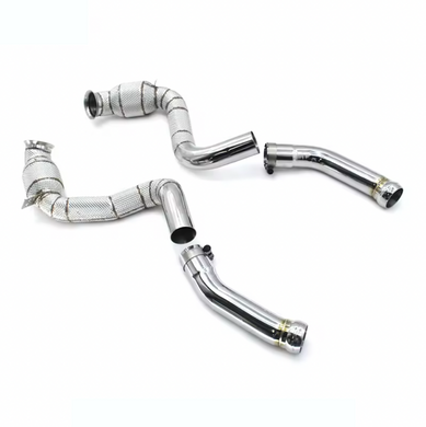 2015 - 2023 Mercedes C63 Amg Front Race Pipes | W205 Yes Heat Shield / Racing Downpipe (No Cat)
