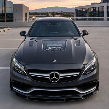 2015-2023 Mercedes C63 AMG Glass Engine Cover V2 Carbon Fiber Hood | W205