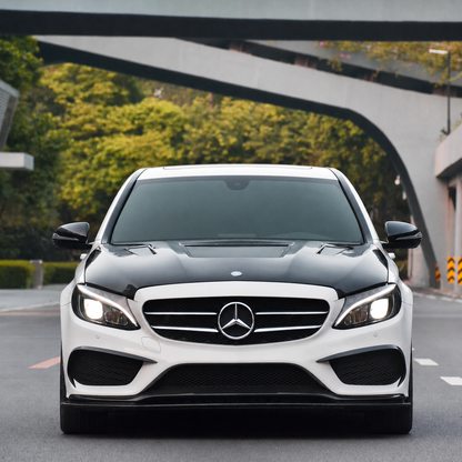 2015-2023 Mercedes C-Class/C43 AMG Glass Engine Cover V3 Style Carbon Fiber Hood | W205