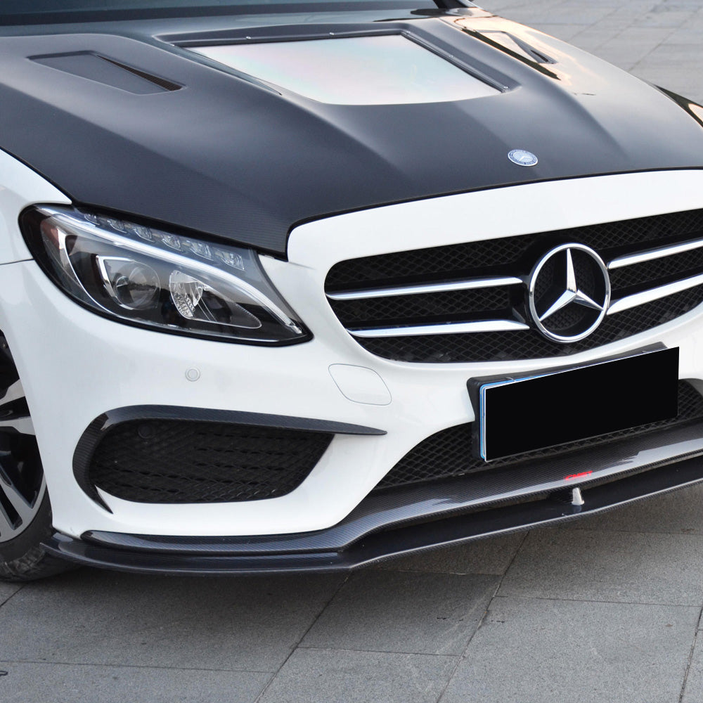 2015-2023 Mercedes C-Class/C43 AMG Glass Engine Cover V3 Style Carbon Fiber Hood | W205