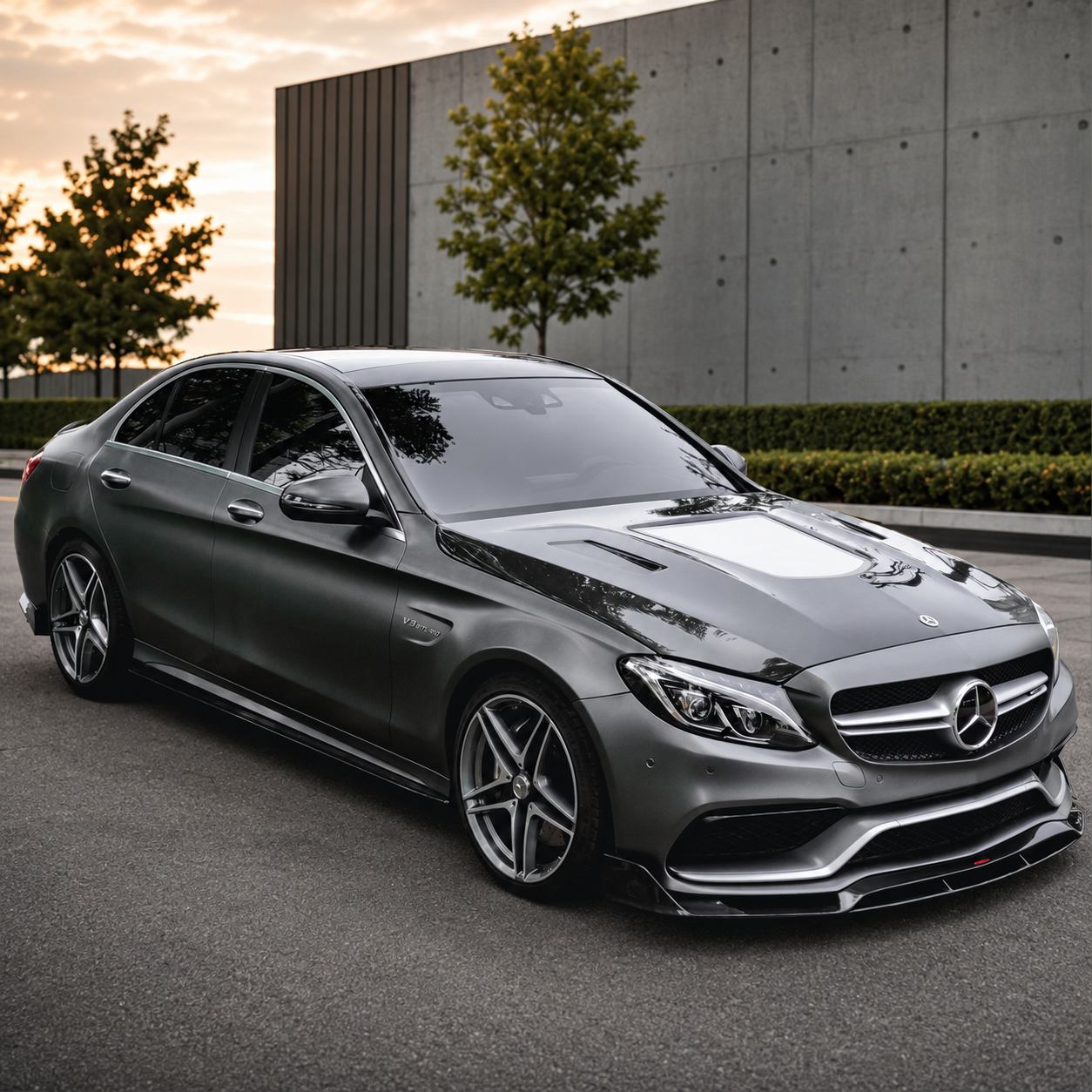 2015-2023 Mercedes C63 AMG Glass Engine Cover V2 Carbon Fiber Hood | W205