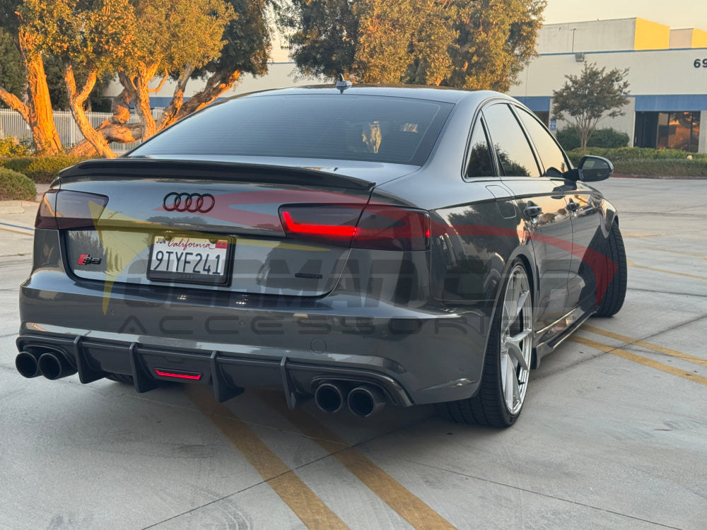2016-2018 Audi A6/S6 Carbon Fiber Aggressive KB Style Diffuser with LED Brake Light | C7.5 A6/S6 Rear Diffusers