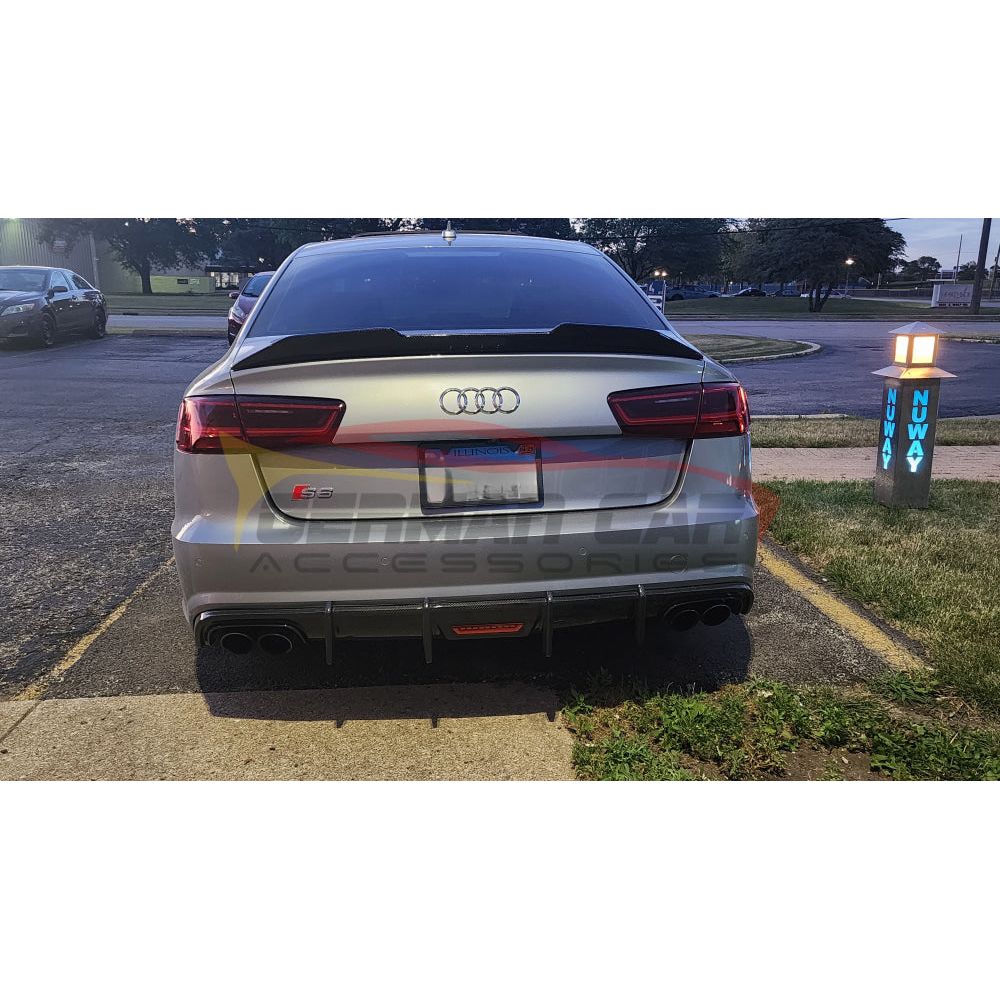 2016-2018 Audi A6/S6 Carbon Fiber Aggressive Kb Style Diffuser With Led Brake Light | C7.5 Rear