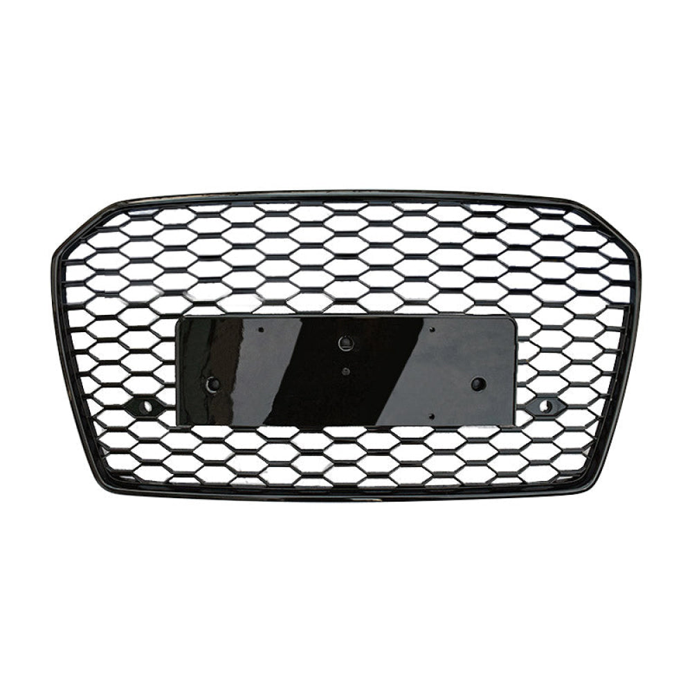 2016-2018 Audi Rs6 Style Honeycomb Grille | C7.5 A6/S6 Black Frame Mesh / Yes Front Camera Grilles