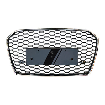 2016-2018 Audi Rs6 Style Honeycomb Grille | C7.5 A6/S6 Chrome Silver Frame Black Mesh / Yes Front