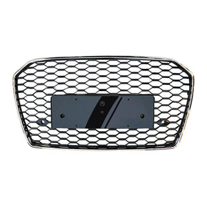 2016-2018 Audi Rs6 Style Honeycomb Grille | C7.5 A6/S6 Chrome Silver Frame Black Mesh / Yes Front