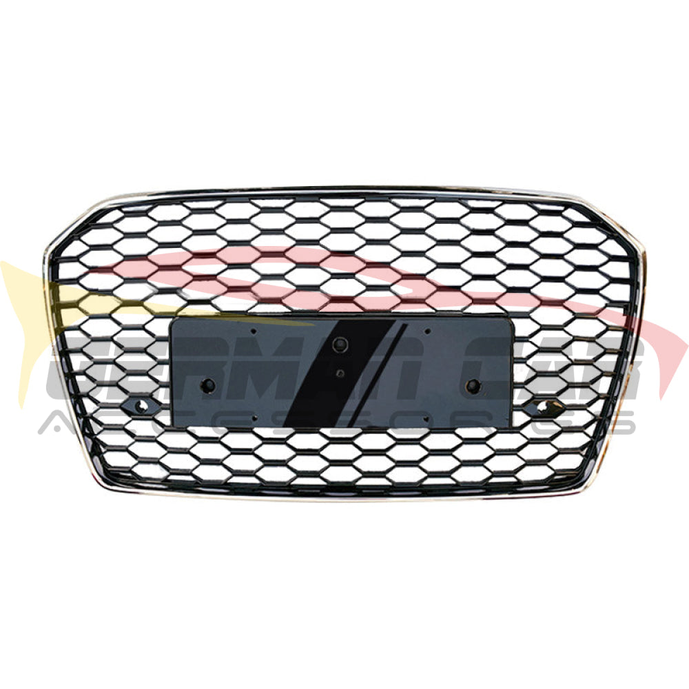 2016-2018 Audi Rs6 Style Honeycomb Grille | C7.5 A6/S6 Chrome Silver Frame Black Mesh / Yes Front