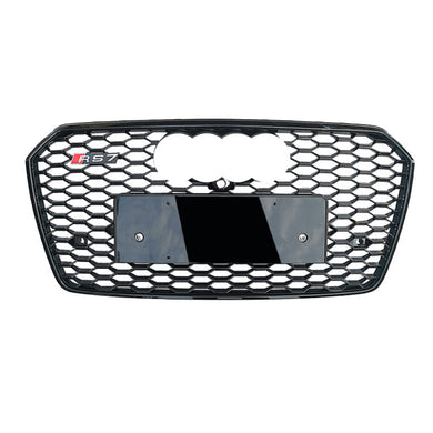 2016-2018 Audi Rs7 Honeycomb Grille | C7.5 A7/s7 Black Frame Net With Emblem / Yes Front Camera