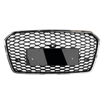 2016-2018 Audi Rs7 Style Honeycomb Grille | C7.5 A7/S7 Chrome Silver Frame Black Mesh / Yes Front