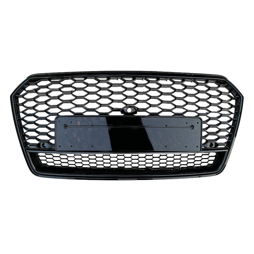 2016-2018 Audi Rs7 Style Honeycomb Grille With Lower Mesh | C7.5 A7/S7 Black Frame / Yes Front