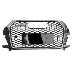 2016-2019 Audi Rsq3 Honeycomb Grille | 8U.5 Q3/Sq3 Silver Frame Black Net With Emblem / Chrome Front