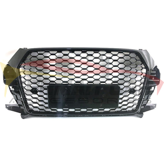 2016-2019 Audi Rsq3 Style Honeycomb Grille | 8U.5 Q3/Sq3 Black Frame Mesh Front Grilles