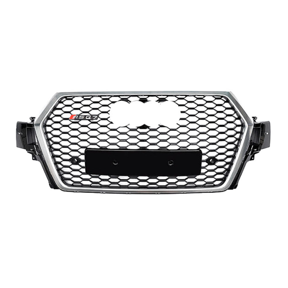 2016-2019 Audi Rsq7 Honeycomb Grille | 4M Q7/sq7 Chrome Silver Frame Black Net With Emblem / Yes