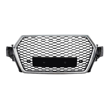 2016-2019 Audi Rsq7 Style Honeycomb Grille | 4M Q7/Sq7 Silver Frame Black Mesh / Yes Front Camera