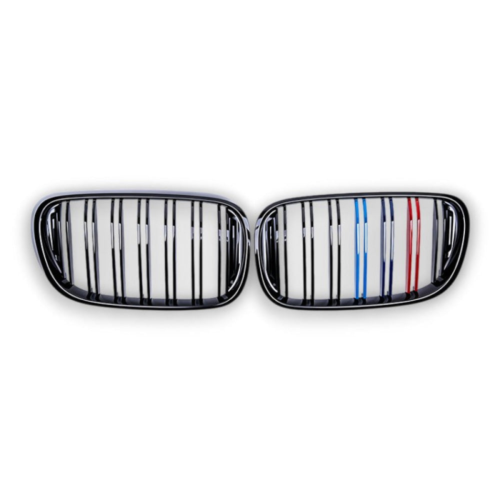 2016-2019 BMW 7-Series Kidney Grilles | G11/G12 - Gloss Black with M Stripe - Kidney Grilles