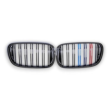 2016-2019 BMW 7-Series Kidney Grilles | G11/G12 - Gloss Black with M Stripe - Kidney Grilles