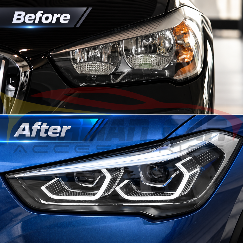 2016-2019 BMW X1 Yellow-White DRL LED Headlights | F48 Pre-LCI - Headlights