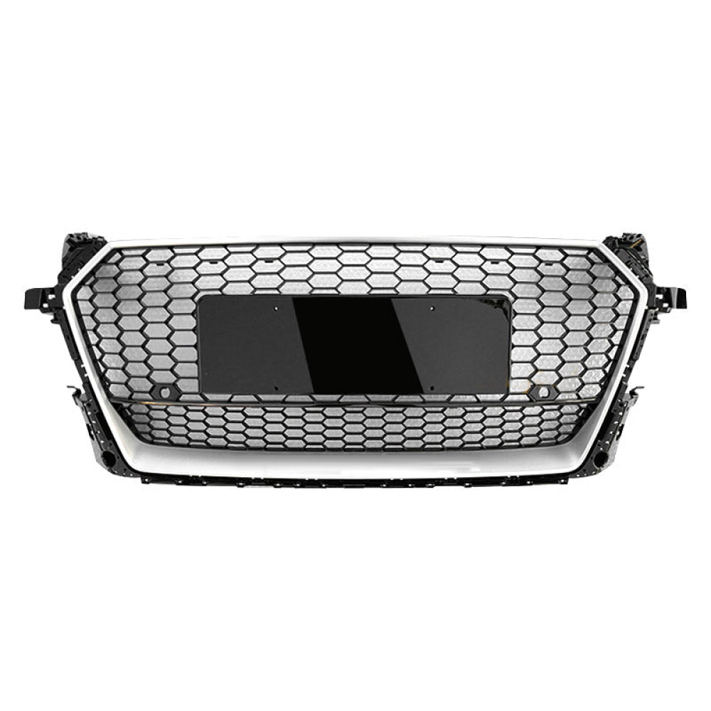 2016-2023 Audi Ttrs Style Honeycomb Grille With Lower Mesh | Mk3 Fv/8S Tt/Tts Silver Frame Black